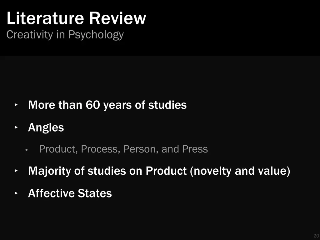 literature review creativity in psychology