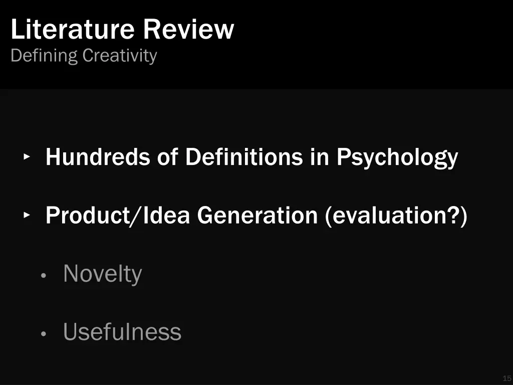 literature review defining creativity