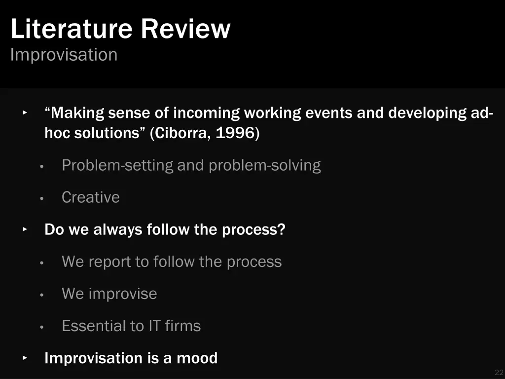 literature review improvisation