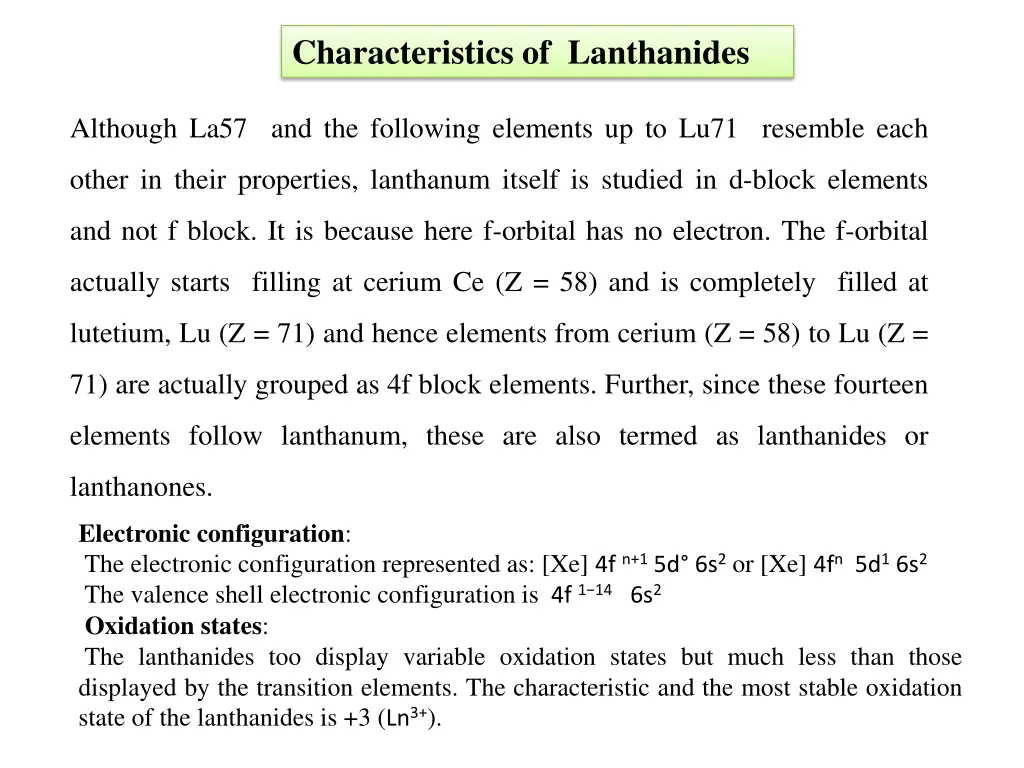 characteristics of lanthanides