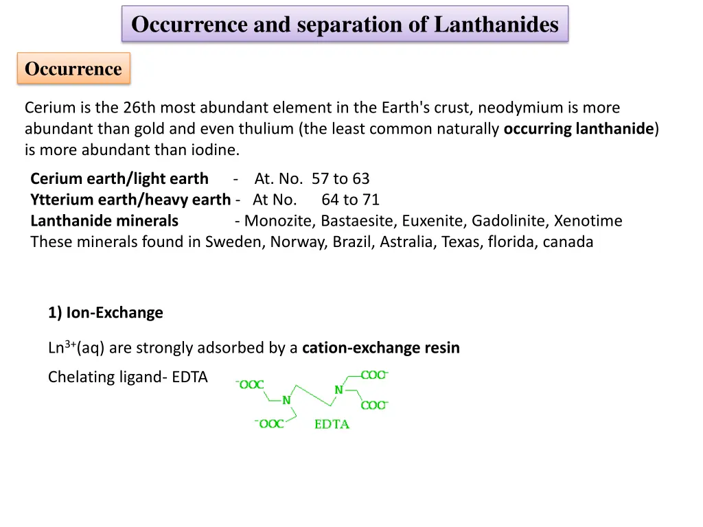 occurrence and separation of lanthanides