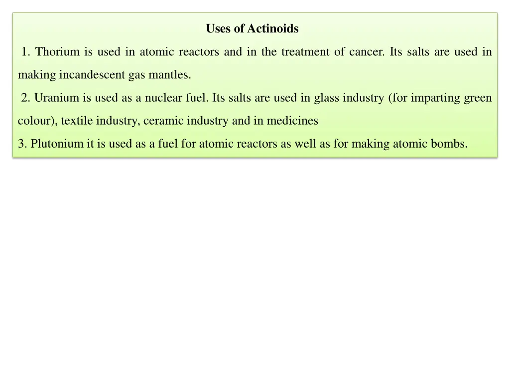 uses of actinoids