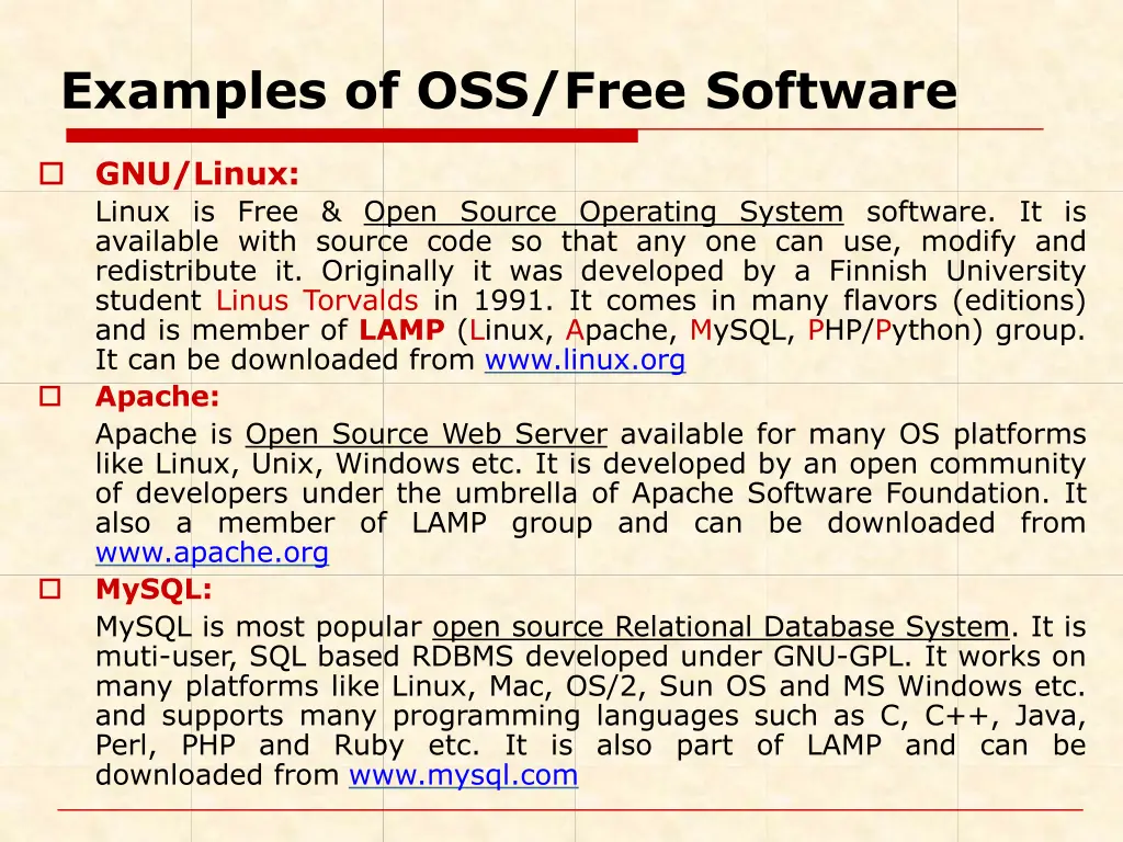 examples of oss free software 1