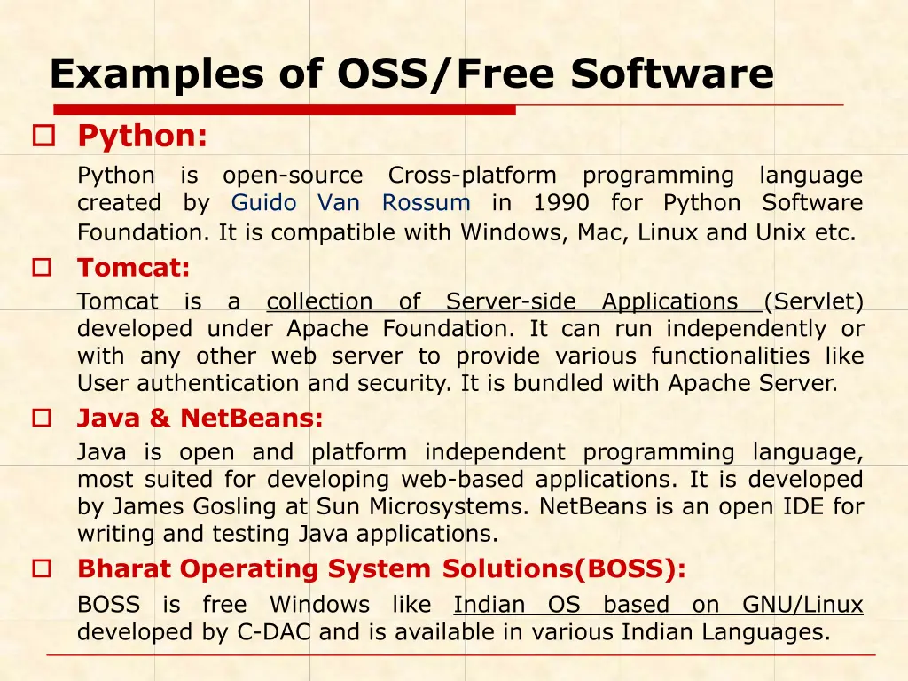 examples of oss free software 3