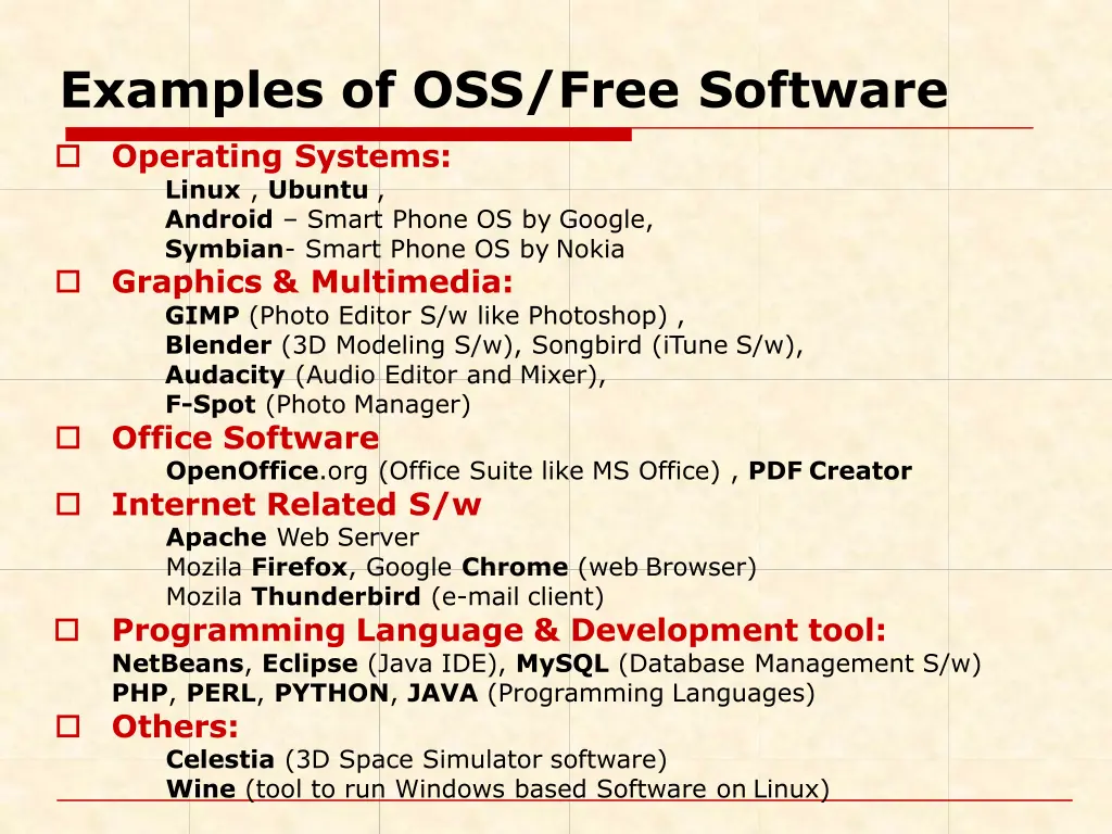 examples of oss free software