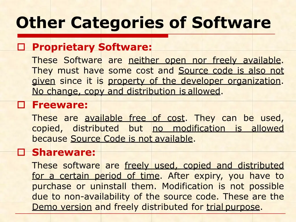 other categories of software
