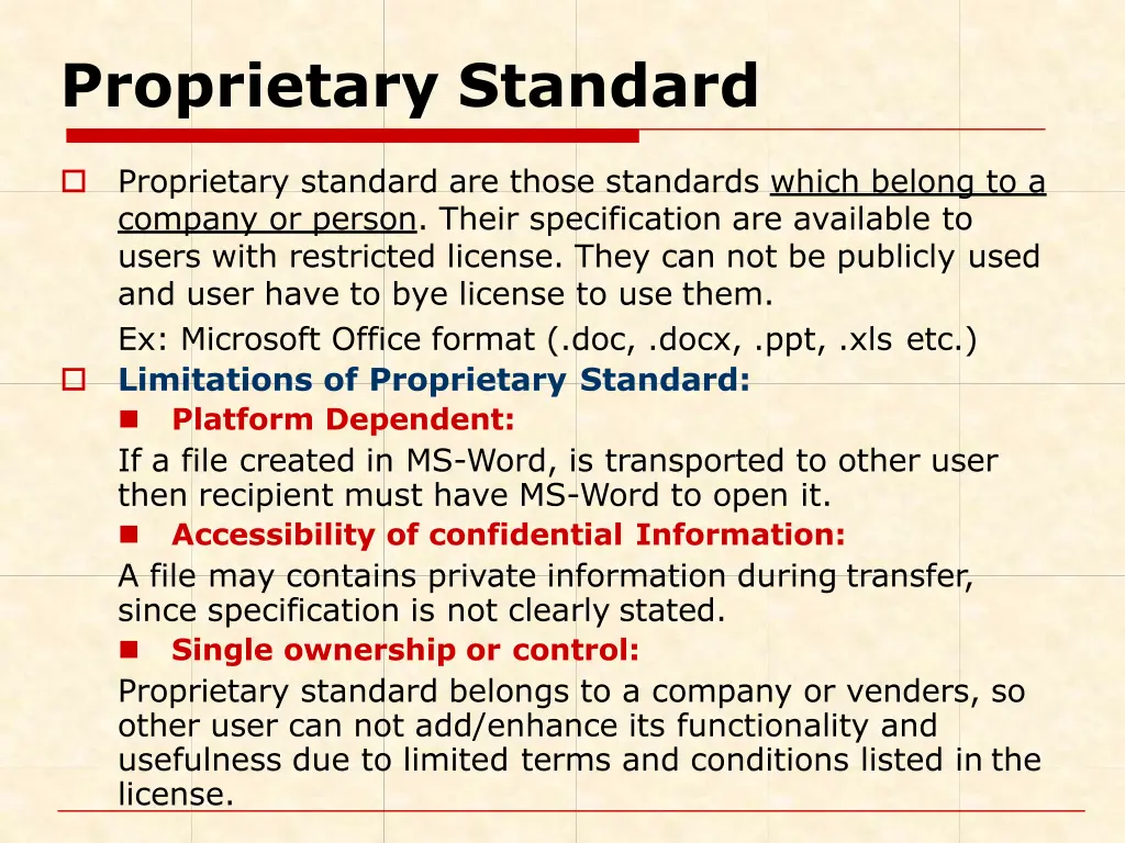 proprietary standard