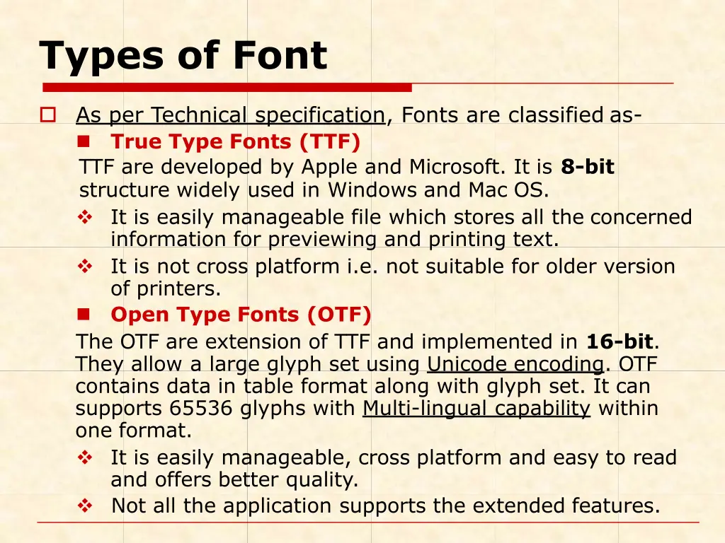types of font