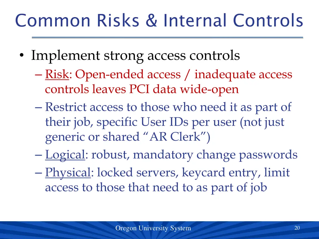 common risks internal controls 2