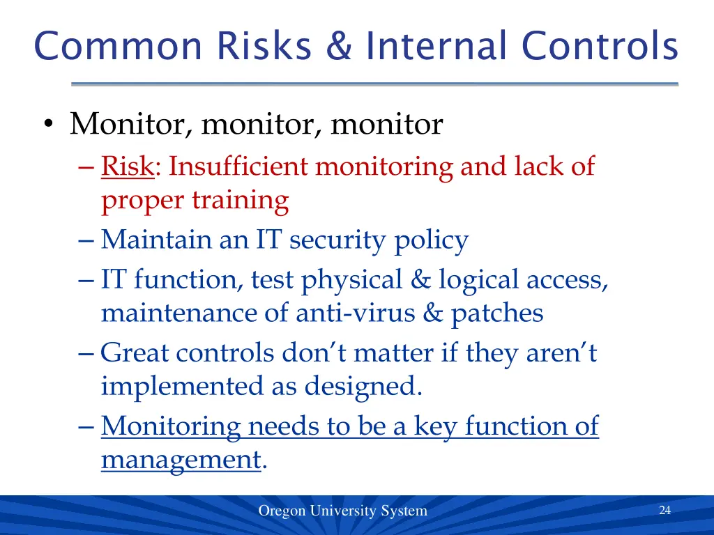 common risks internal controls 6