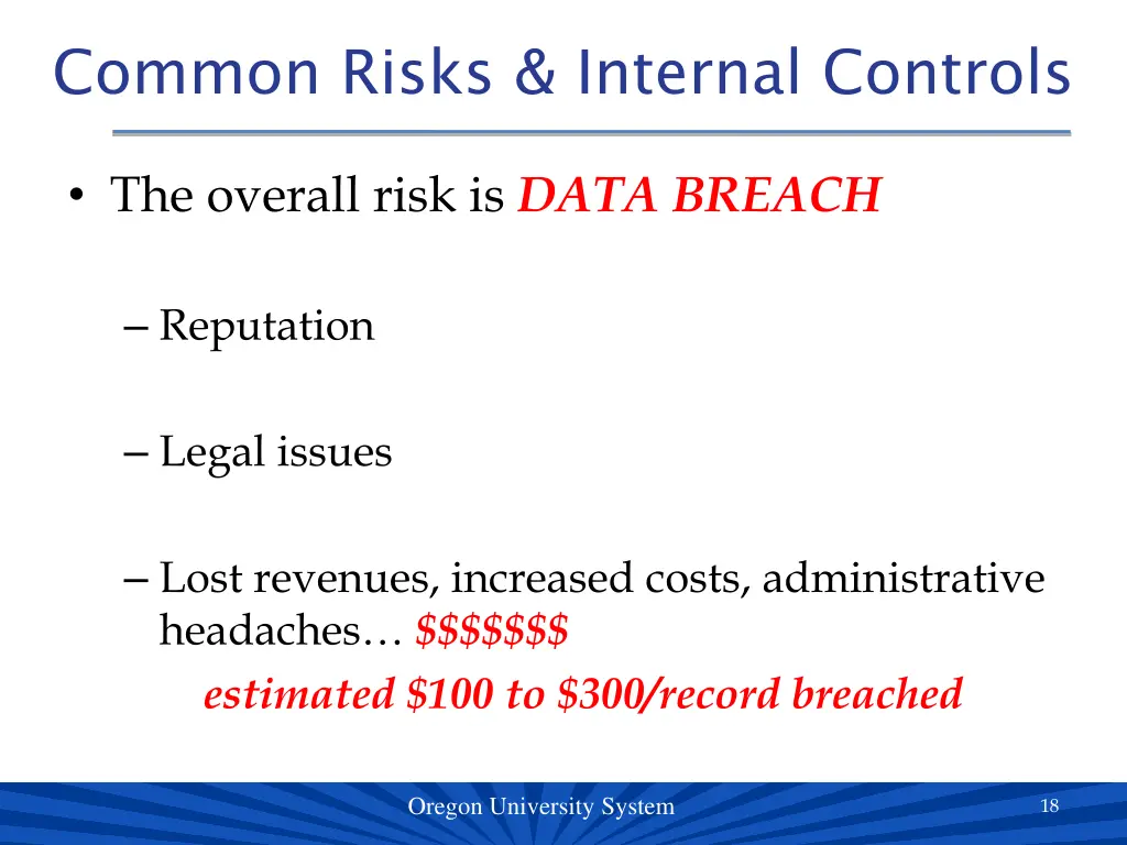 common risks internal controls