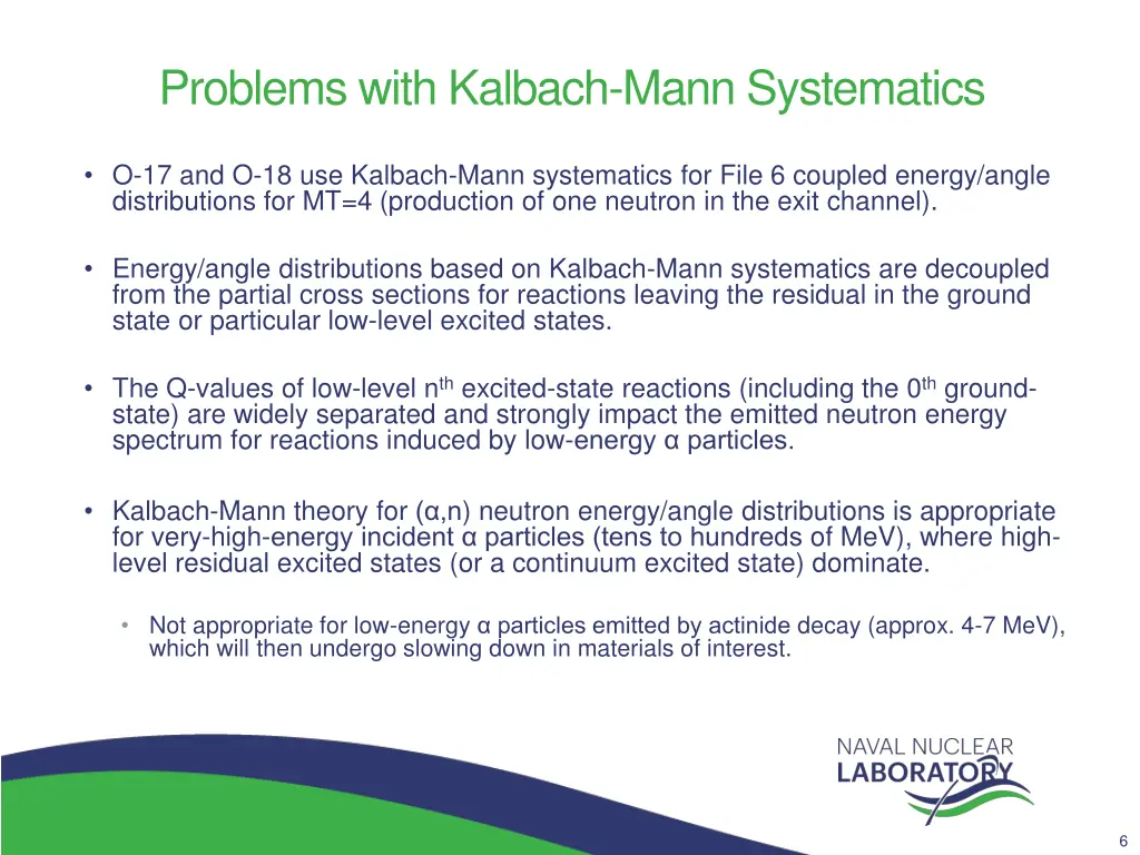 problems with kalbach mann systematics