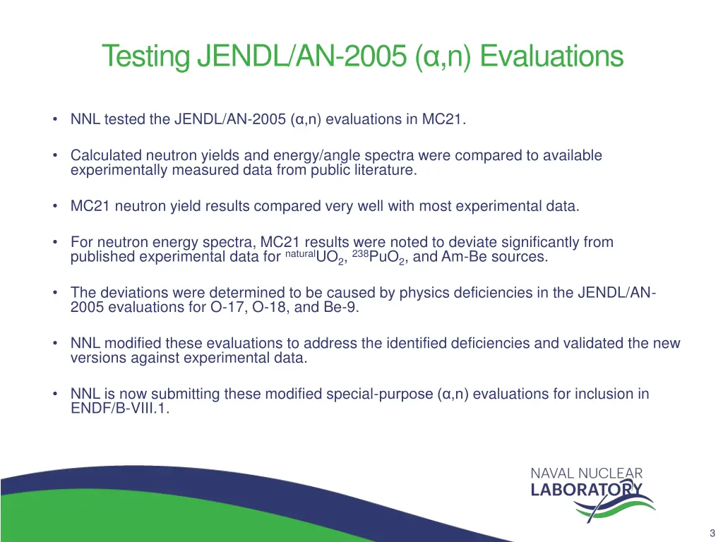 testing jendl an 2005 n evaluations
