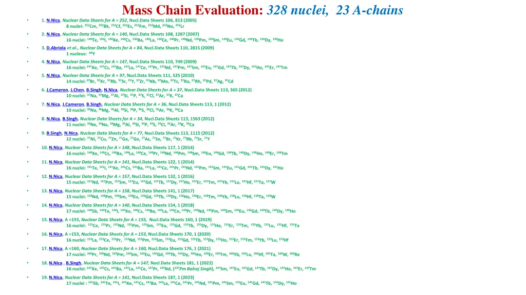 mass chain evaluation 328 nuclei 23 a chains