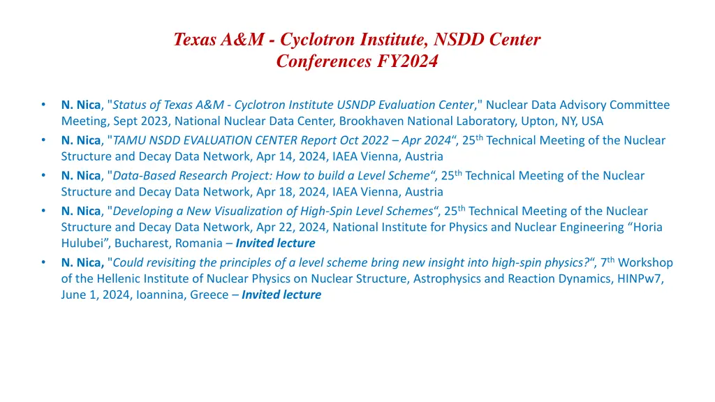 texas a m cyclotron institute nsdd center 2