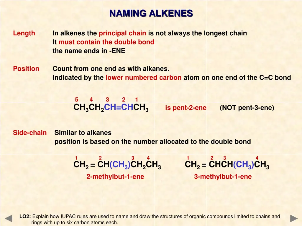 naming alkenes