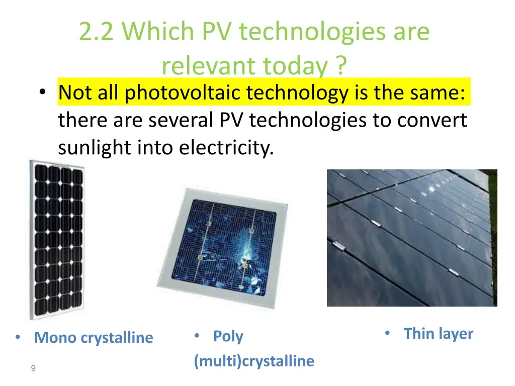 2 2 which pv technologies are relevant today