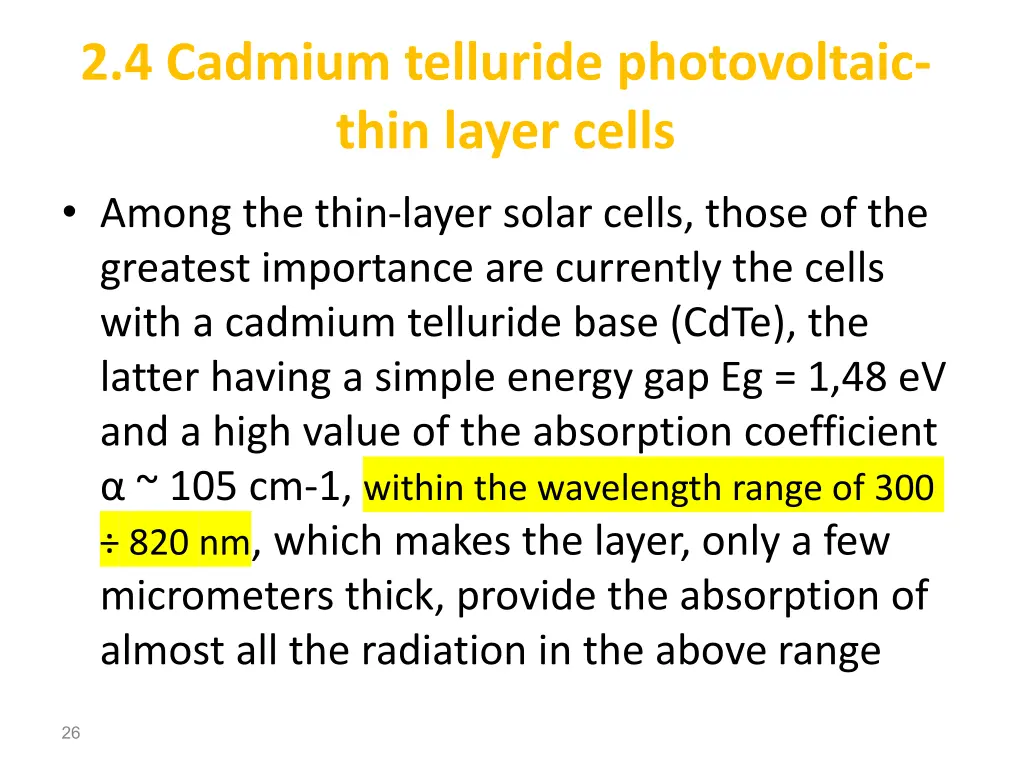 2 4 cadmium telluride photovoltaic thin layer