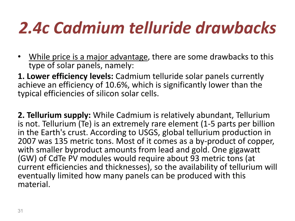 2 4c cadmium telluride drawbacks