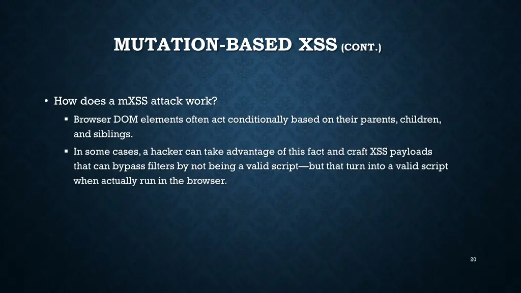 mutation based xss cont
