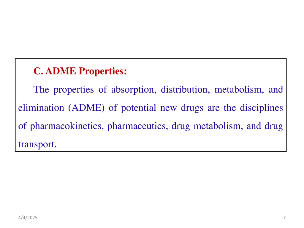 c adme properties