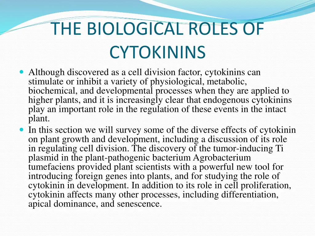 the biological roles of cytokinins although