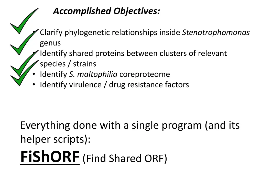 accomplished objectives