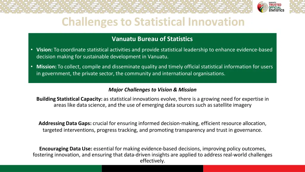 challenges to statistical innovation