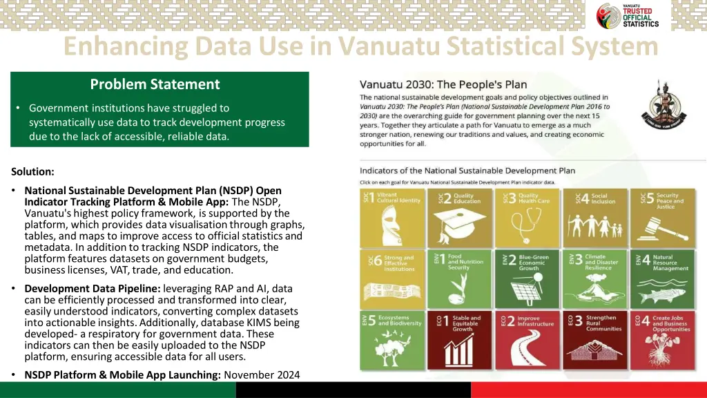 enhancing data use in vanuatu statistical system