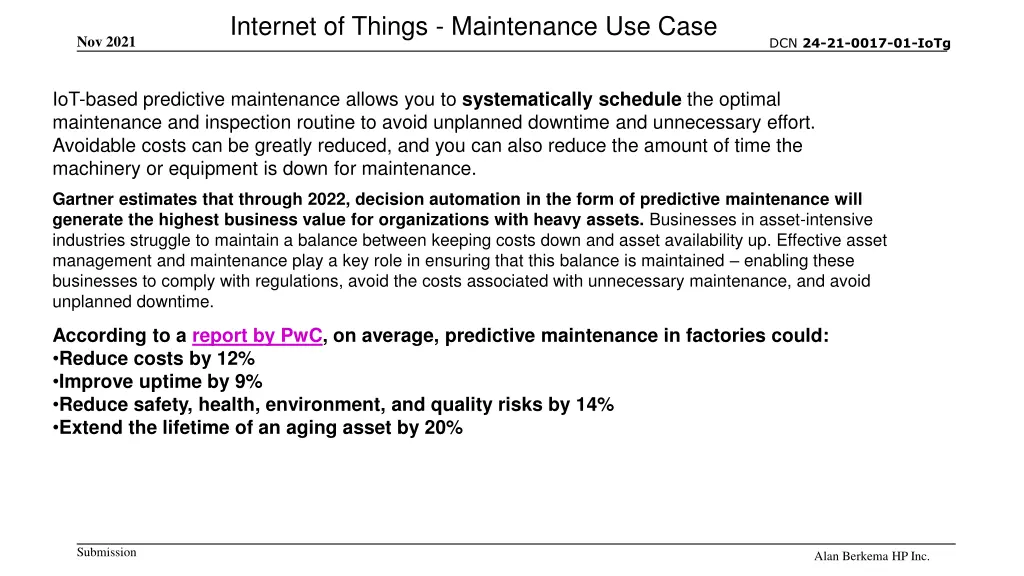 internet of things maintenance use case