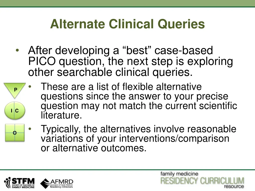 alternate clinical queries