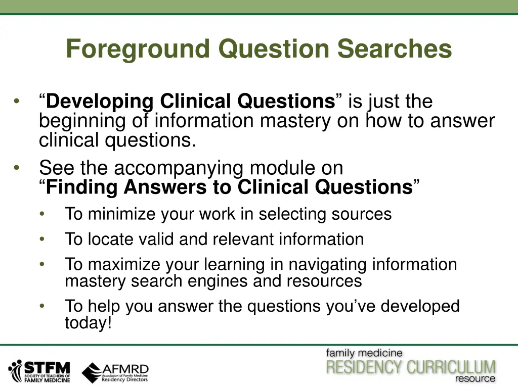 foreground question searches