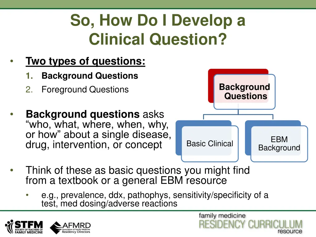 so how do i develop a clinical question