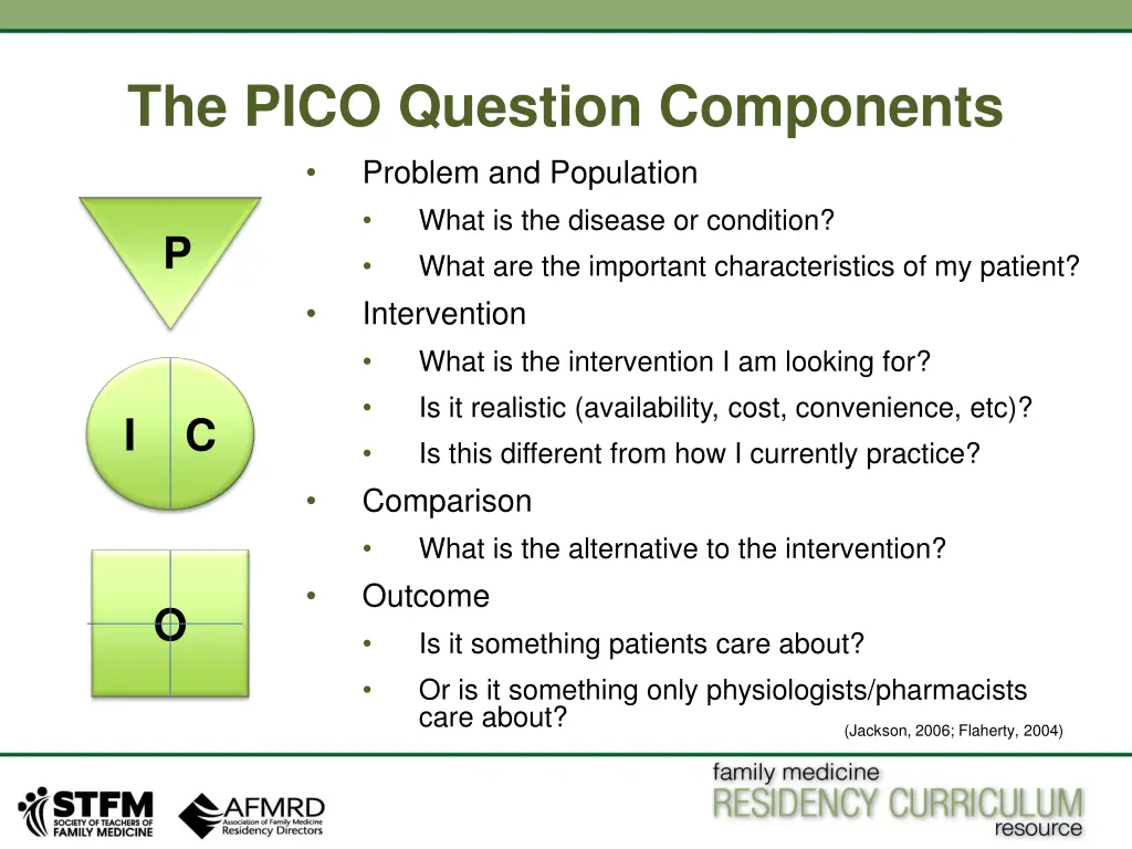 the pico question components problem