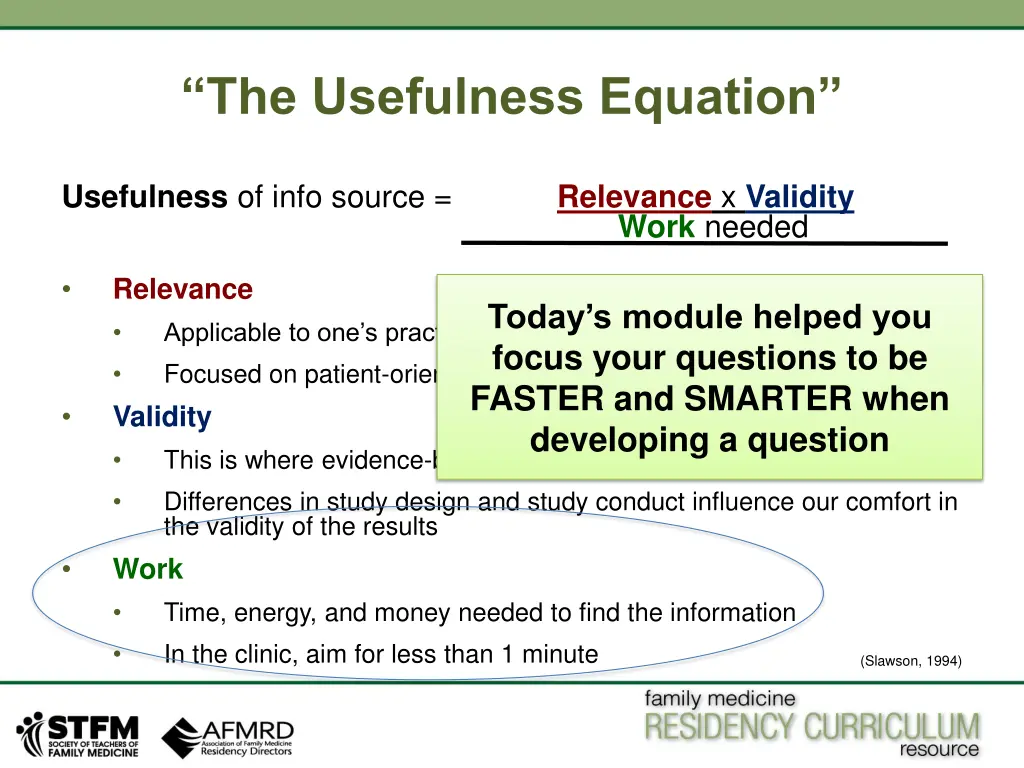 the usefulness equation