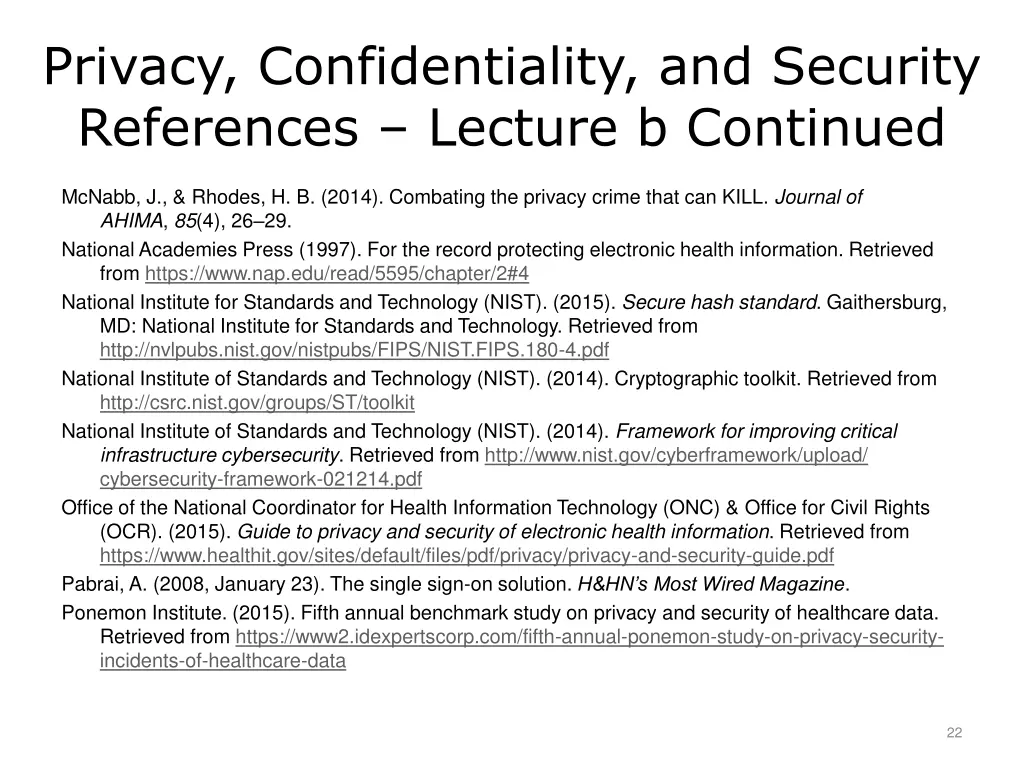 privacy confidentiality and security references 1
