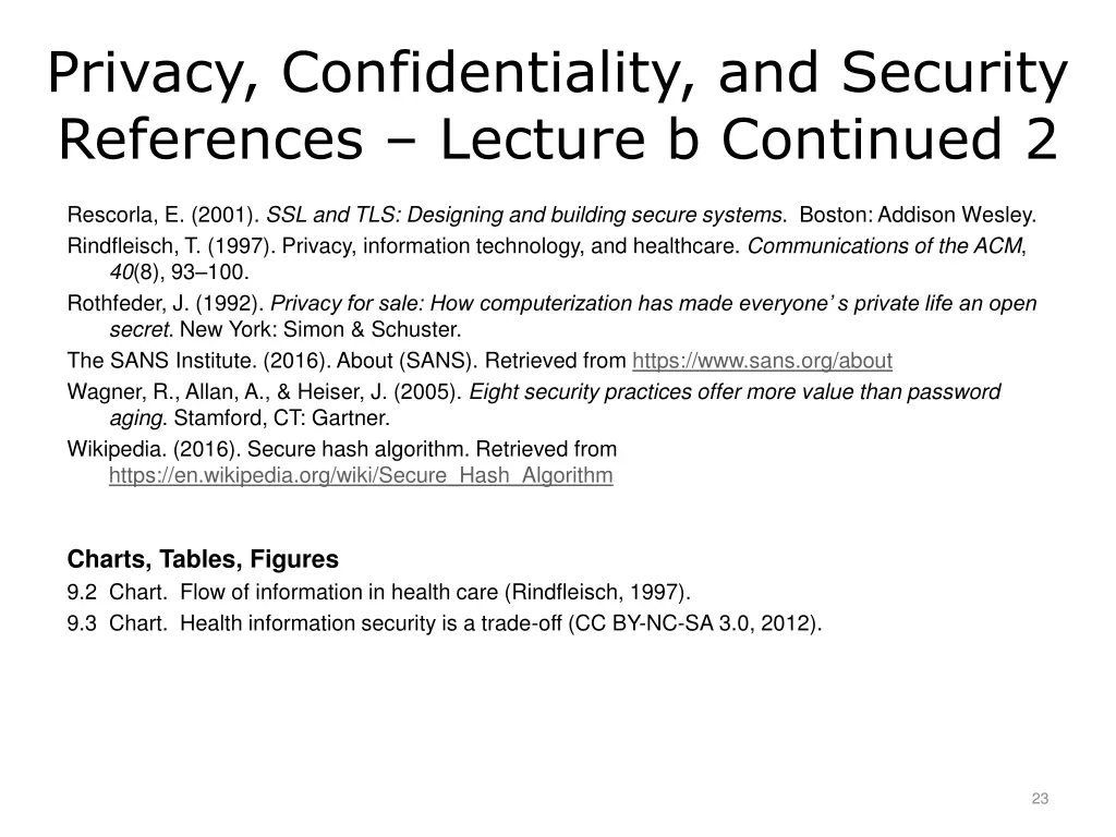 privacy confidentiality and security references 2