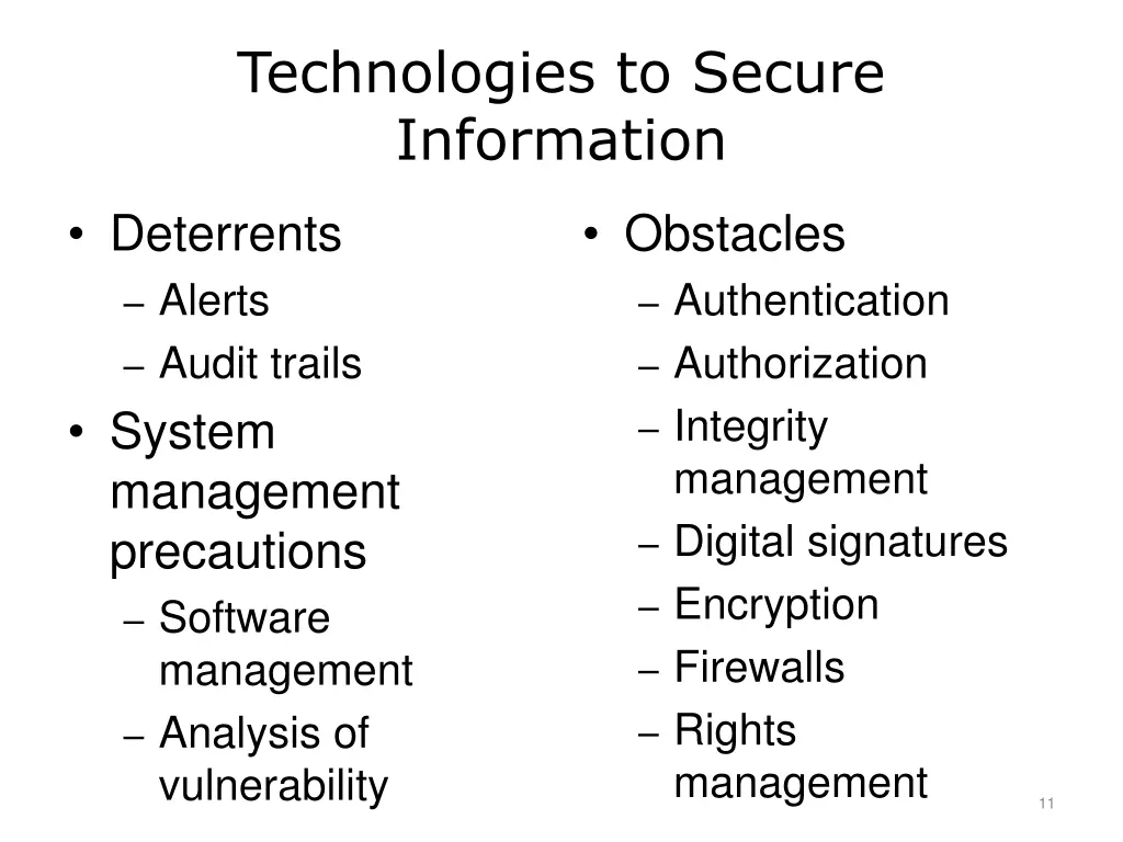 technologies to secure information