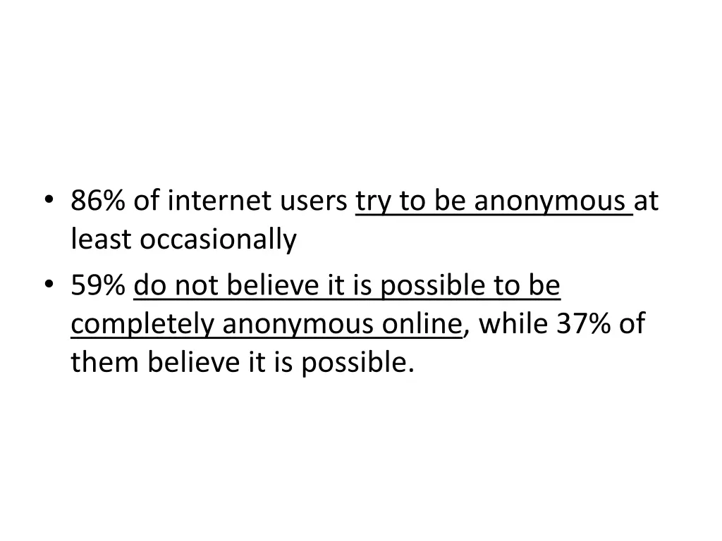 86 of internet users try to be anonymous at least