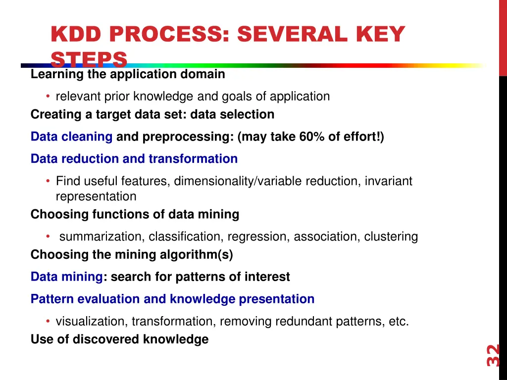 kdd process several key steps learning
