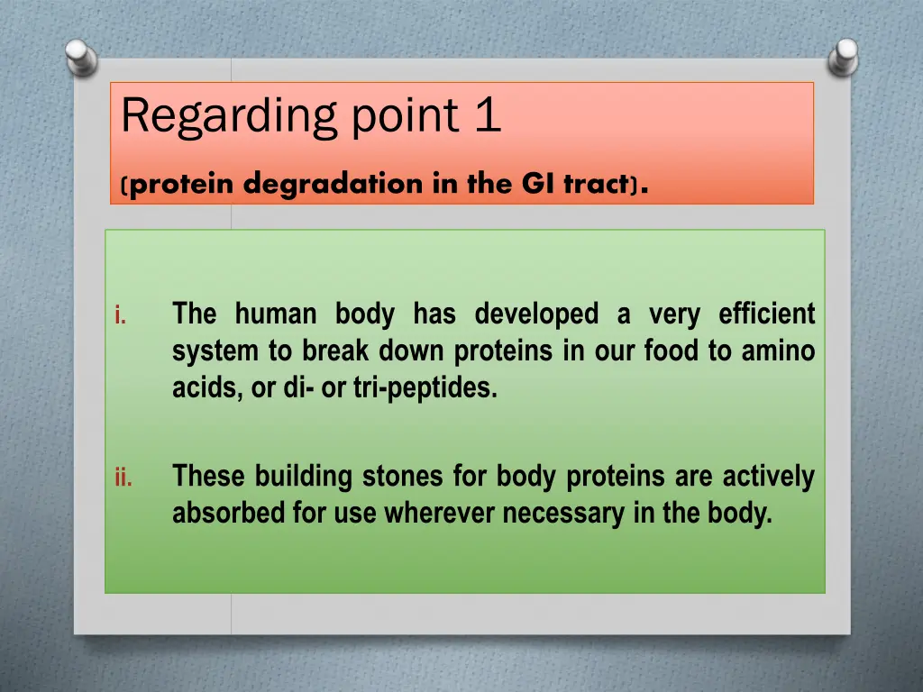 regarding point 1 protein degradation