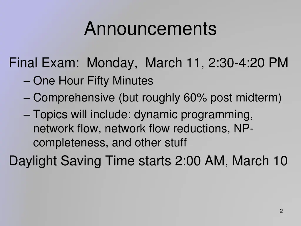 announcements