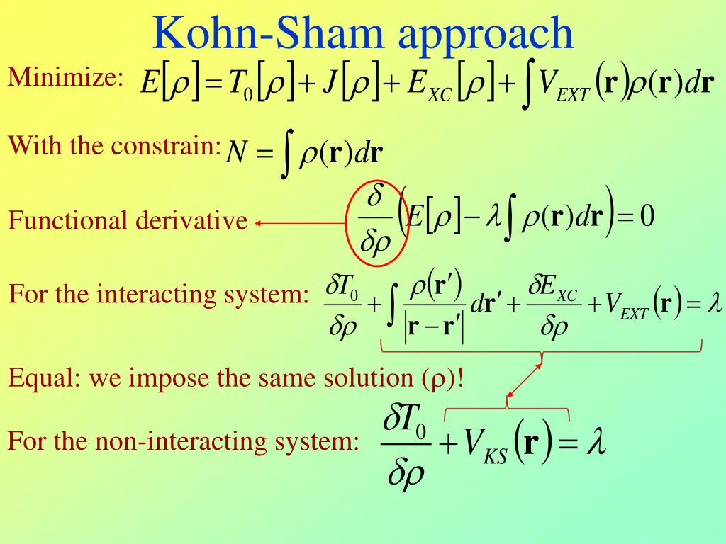 kohn sham approach j t e 0