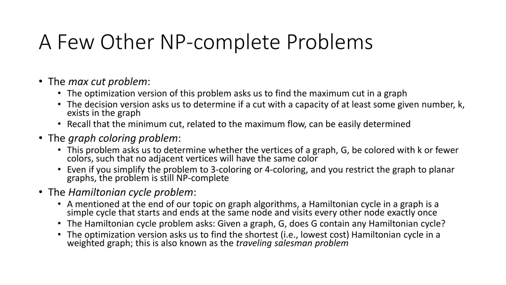 a few other np complete problems