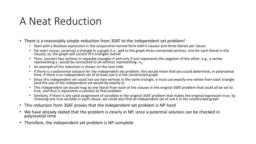 a neat reduction