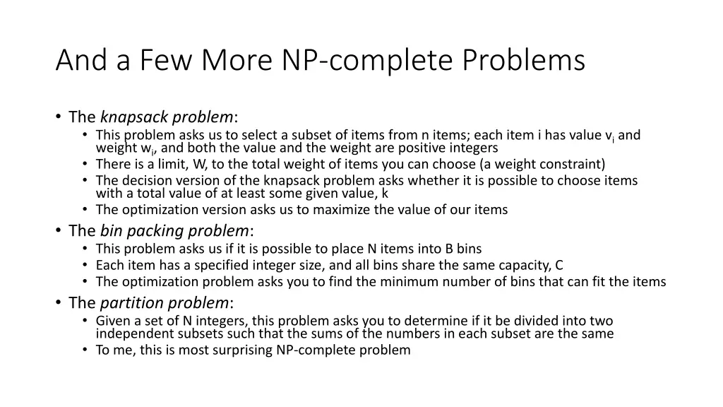 and a few more np complete problems