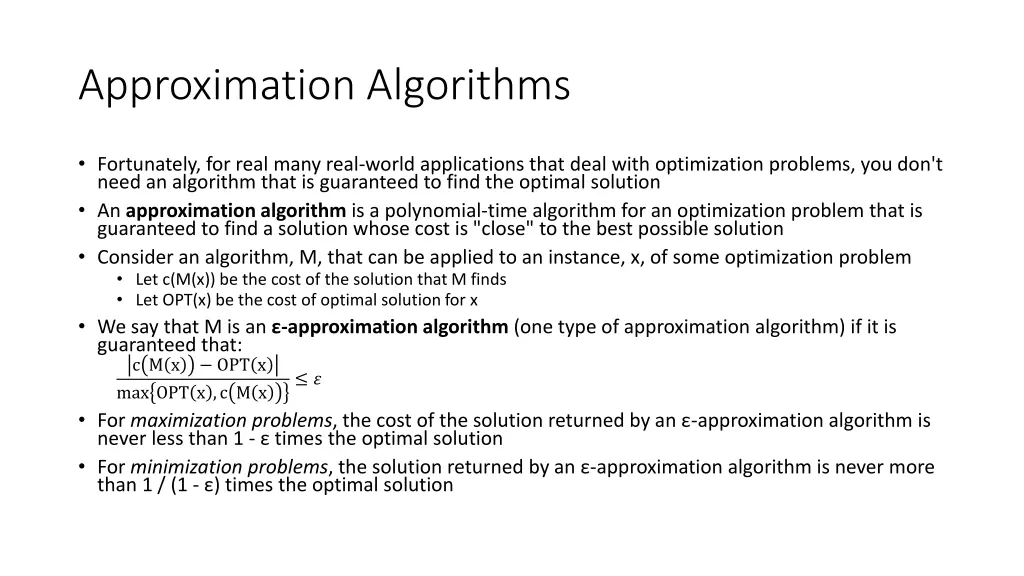 approximation algorithms