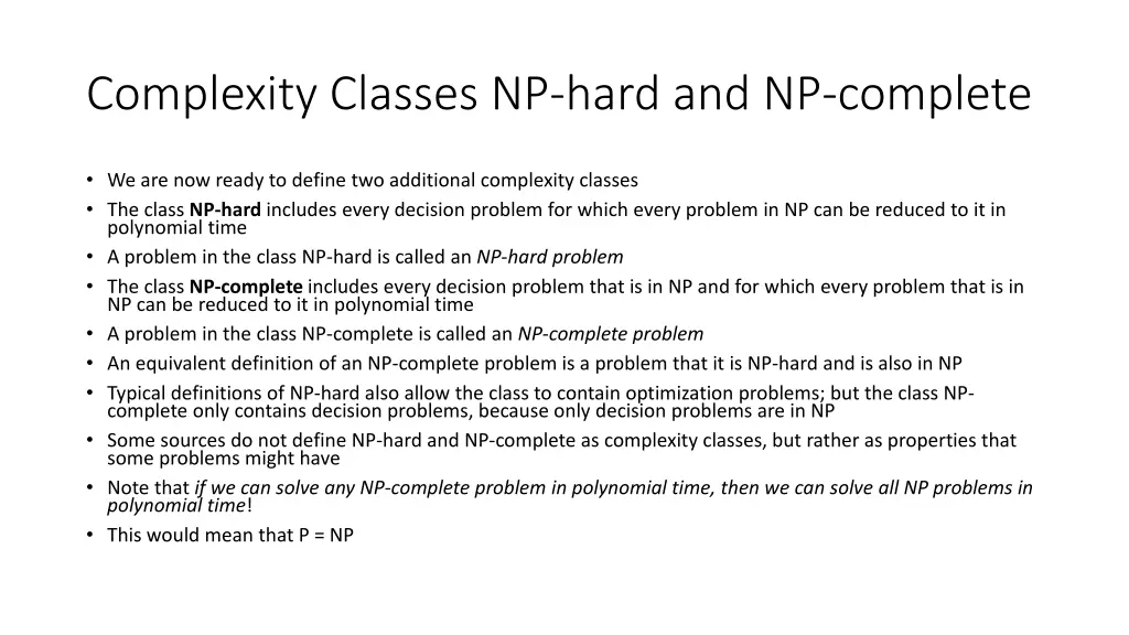 complexity classes np hard and np complete
