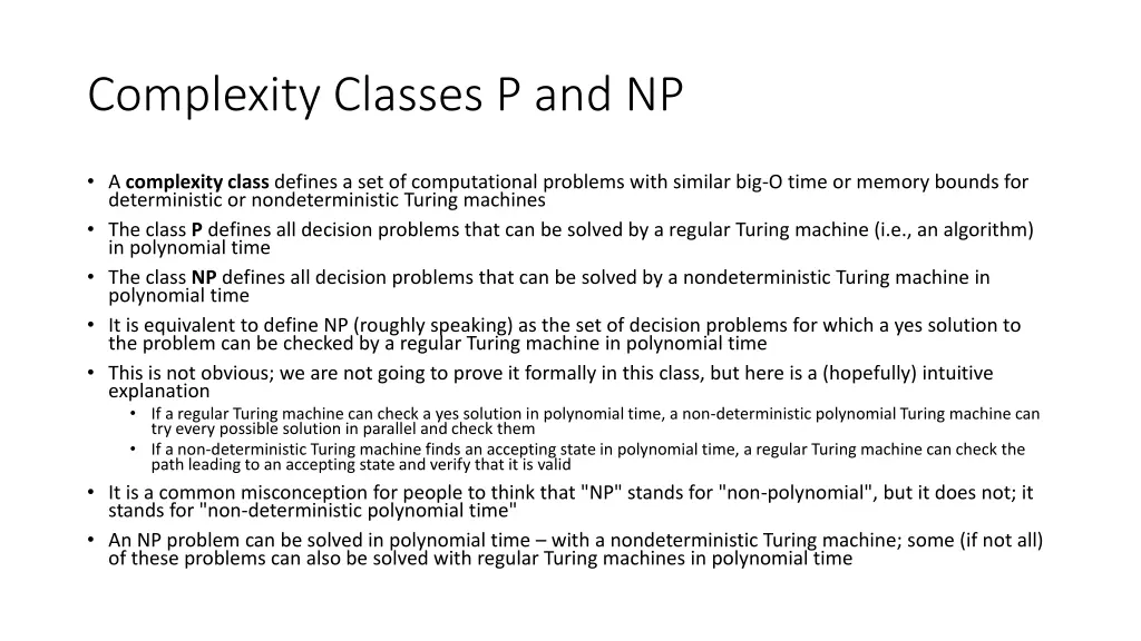 complexity classes p and np